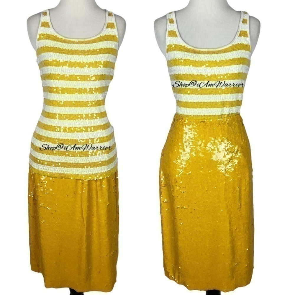Old Navy marigold & white striped sequin tank top *shop@iamwarrior - Picture 3 of 11